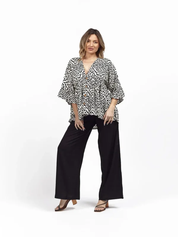 Blusa camicia viscosa bottoni volant Tina