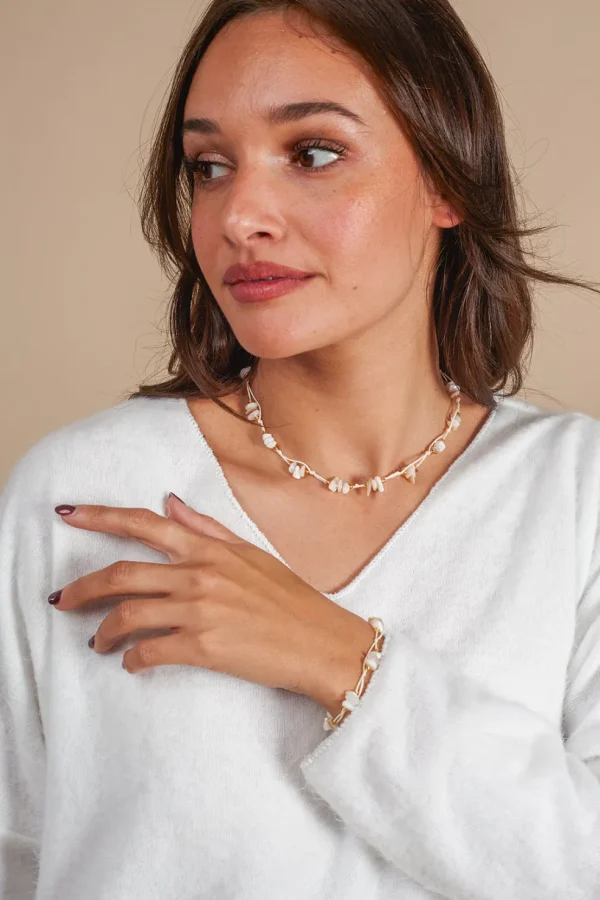 Bracciale cotone e madreperla/pietra Sally