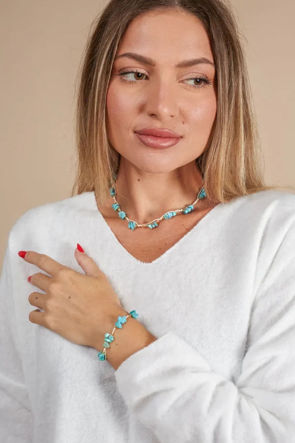 Bracciale cotone e madreperla/pietra Sally