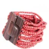 Bracciale Fibbia legno e perline di vetro elasticizzato