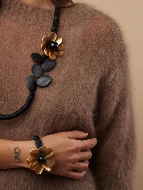 Bracciale Fiore legno Metallic