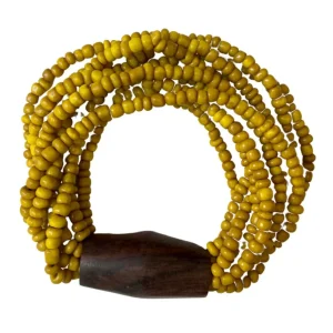 Bracciale vetro e legno, elasticizzato Laura