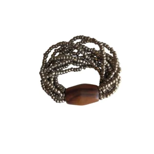 Bracciale vetro e legno, elasticizzato Laura