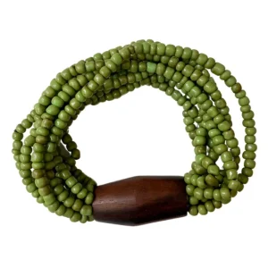 Bracciale vetro e legno, elasticizzato Laura