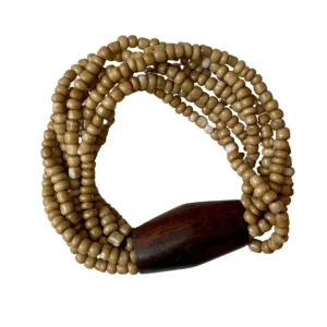 Bracciale vetro e legno, elasticizzato Laura