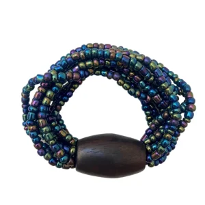 Bracciale vetro e legno, elasticizzato Laura