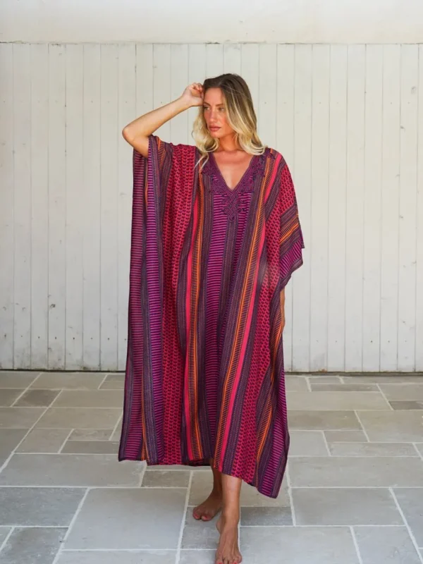 Caftano dettaglio ricamato rayon Sarita