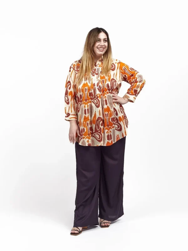 Camicia over cotone manica Tea