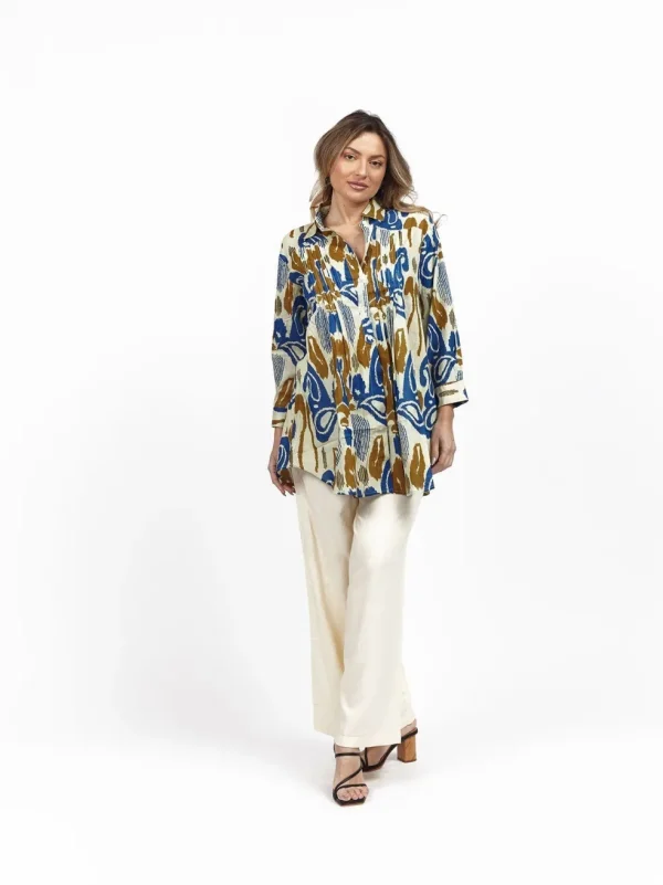 Camicia over cotone manica Tea