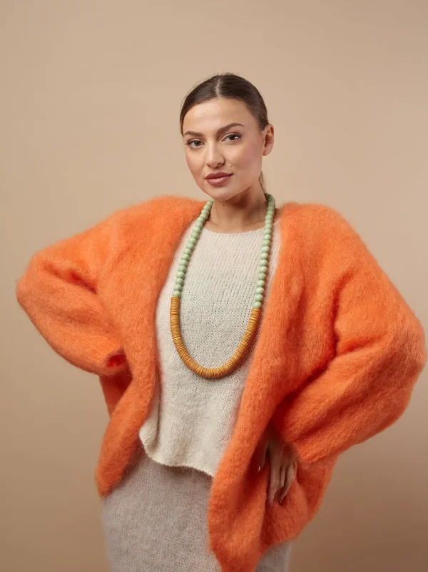 Cardigan aperto in Kid Mohair Artemisia