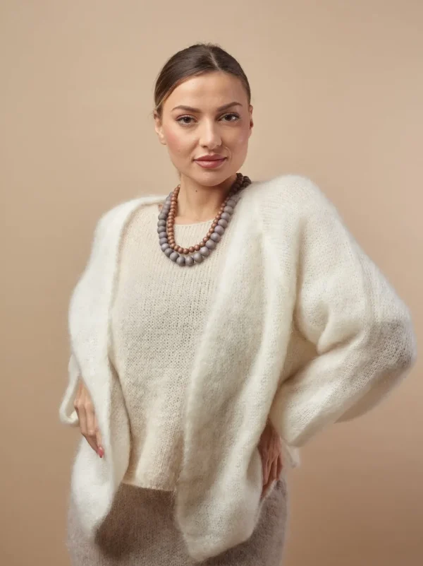 Cardigan aperto in Kid Mohair Artemisia