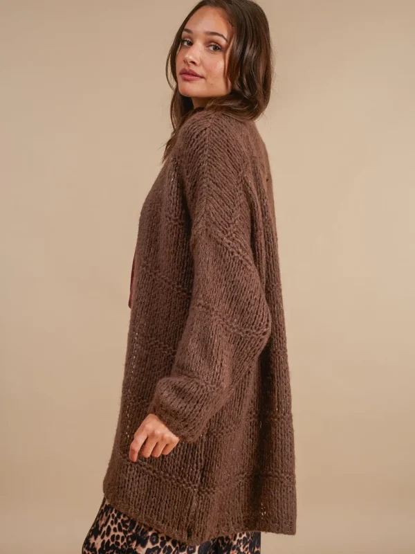 Cardigan lungo con Kid Mohair, lana e filo dorato