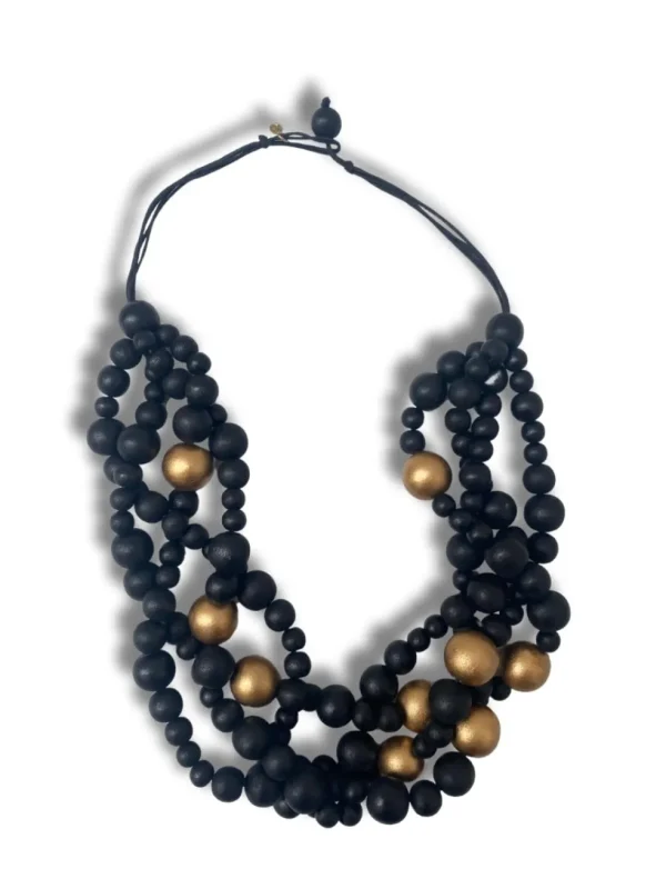 Collana corta legno Dublin 8 metallic