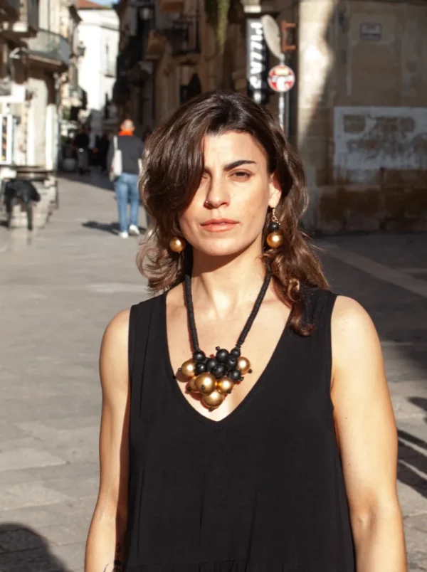 Collana legno Sagene metallic