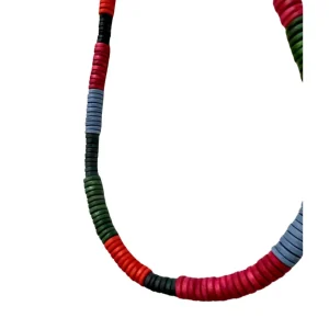 Collana lunga unisex, legno dischi Leo