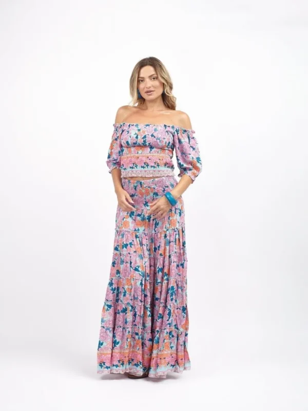 Crop Top elasticizzato rayon scollo bardot Milly