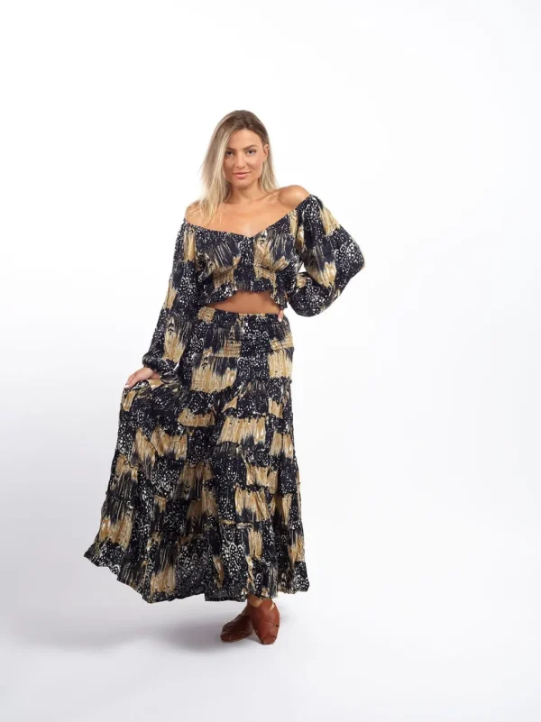 Crop Top scollo bardot e maniche a sbuffo Doroty