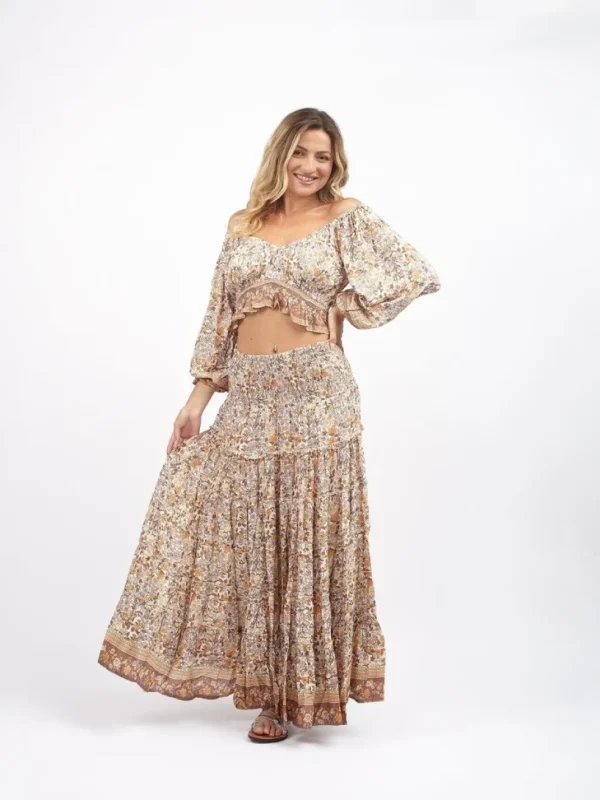 Crop Top scollo bardot e maniche a sbuffo Doroty