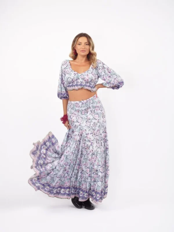 Crop Top scollo bardot e maniche a sbuffo Doroty