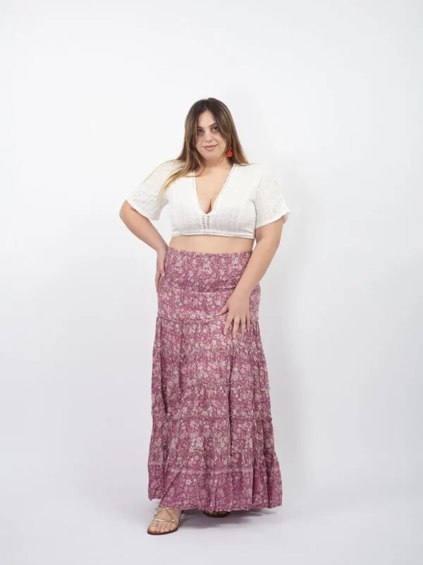 Gonna lunga boho con elastico e balze Doroty