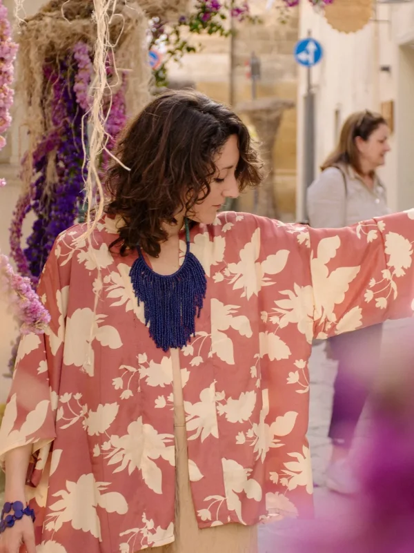 Kimono corto elegante seta Sophia