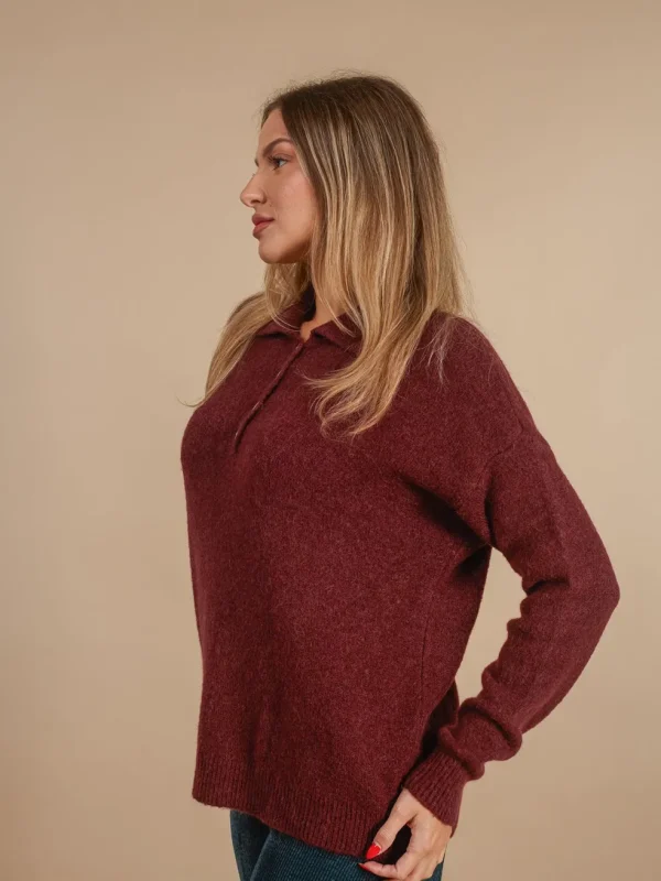 Maglione alpaca con colletto e bottoni Meddy