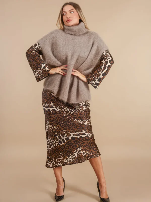 Maglione Lilo collo alto smanicato kid mohair