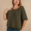 Maglione mezza manica con mohair e lana Brigitta