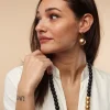 Orecchini legno, leggero Lou metallic, minimal design, costume jewelry