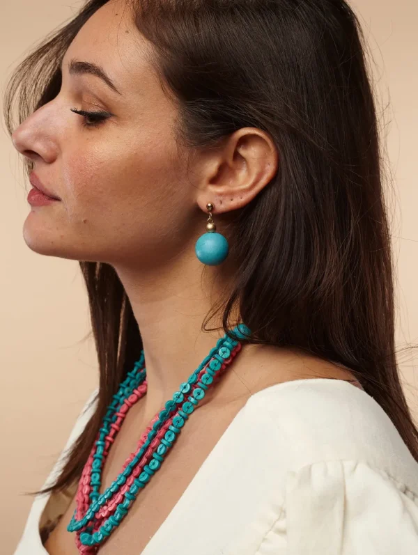Orecchini legno, leggero Lou metallic, minimal design, costume jewelry