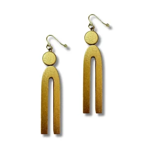 Orecchini Legno lunghi design Naxos metallic