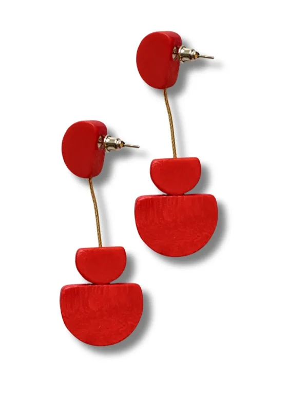 Orecchini legno pendenti leggeri Kira metallic