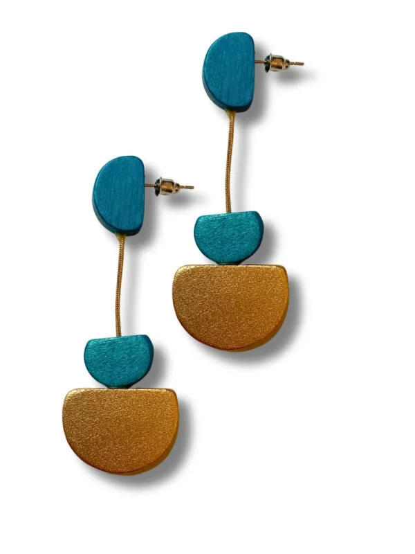 Orecchini legno pendenti leggeri Kira metallic
