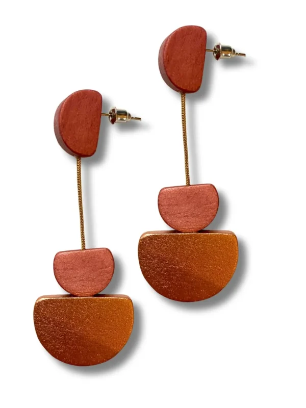 Orecchini legno pendenti leggeri Kira metallic