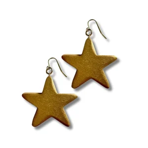 Orecchini legno Star metallic