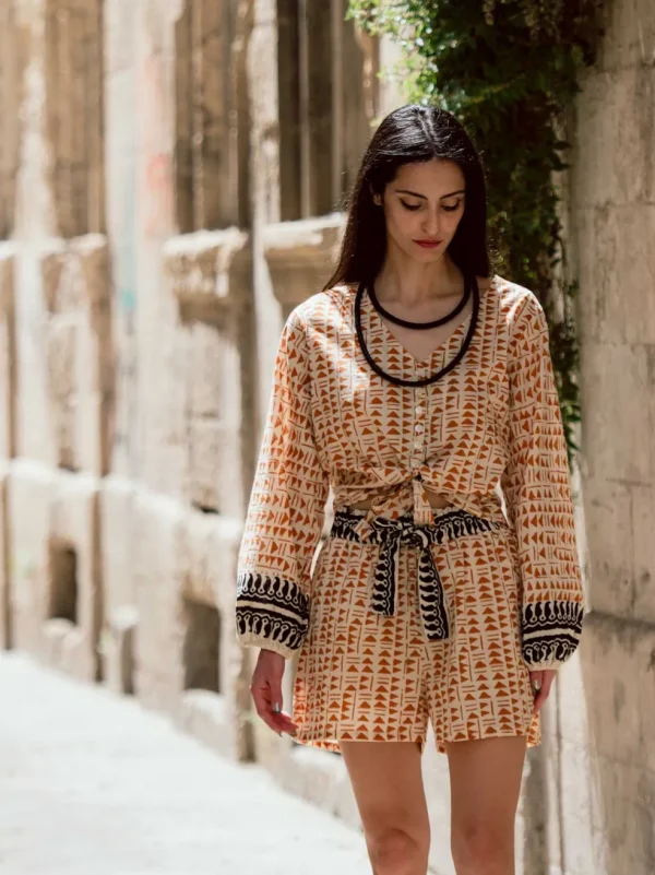 Pantaloncini cotone blockprint Georgiana