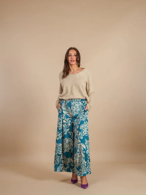 Pantaloni a Palazzo stampa floreale Luisa