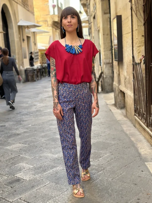 Pantaloni cotone blockprint Ayla