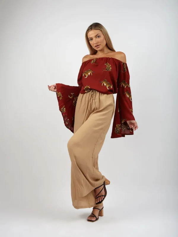 Top manica a ventaglio scollo bardot Iris