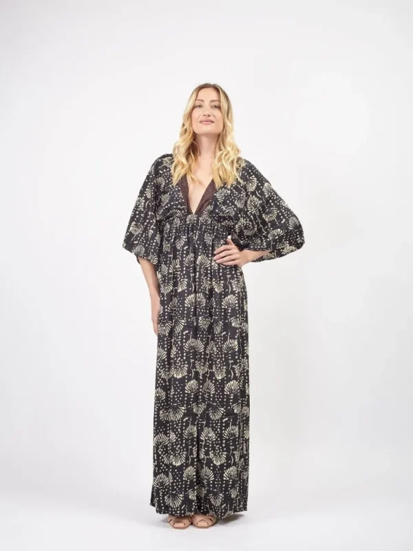 Vestito caftano lungo in seta Katya