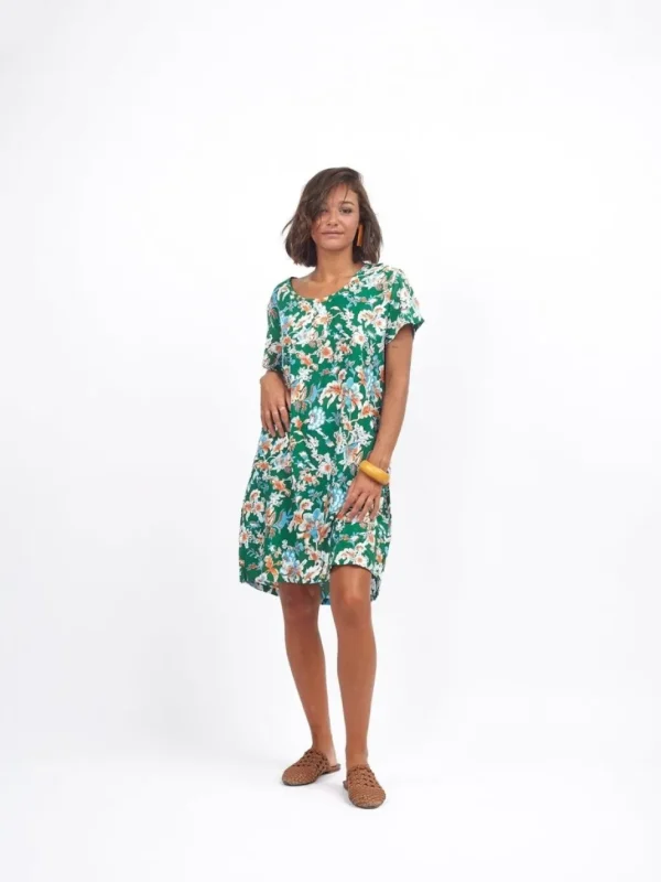 Vestito corto in rayon con zip Adima