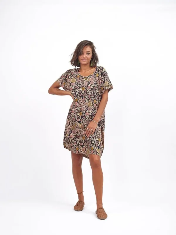 Vestito corto in rayon con zip Adima