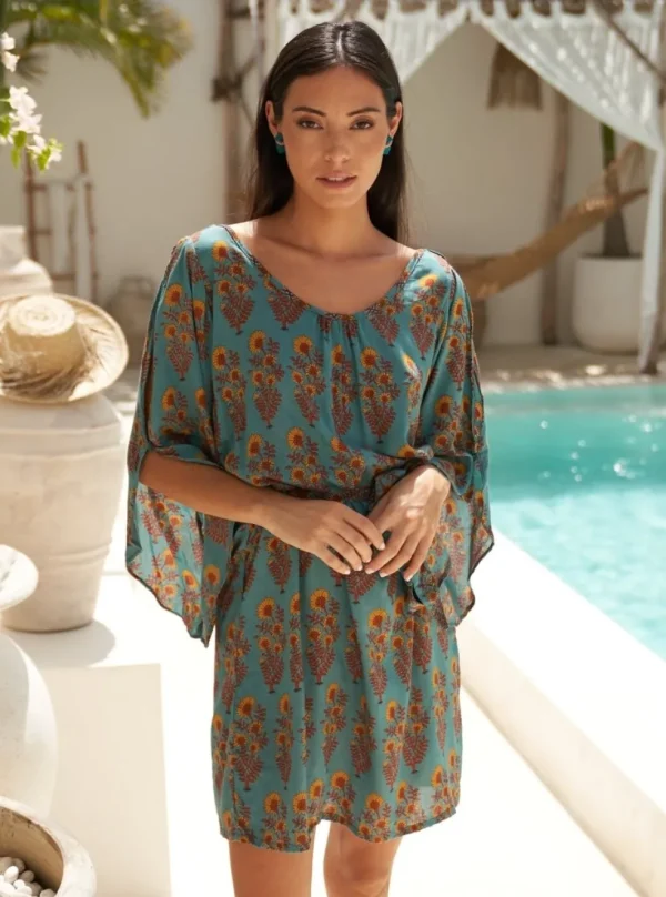 Vestito corto rayon Ava con cintura