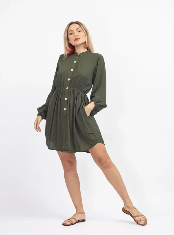 Vestito corto rayon con bottoni Noemi