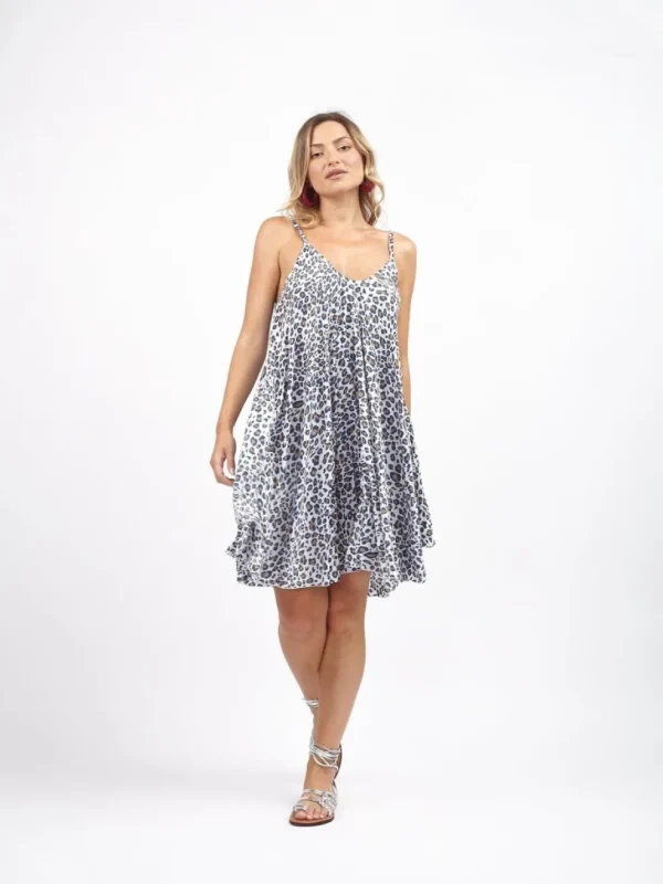 Vestito corto rayon con bretelline a ruota Yola