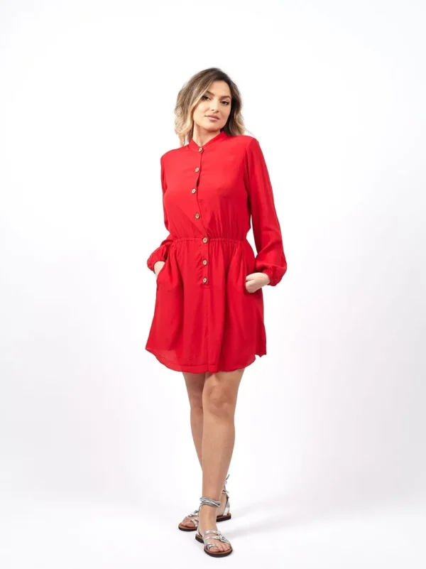 Vestito corto rayon con bottoni Noemi