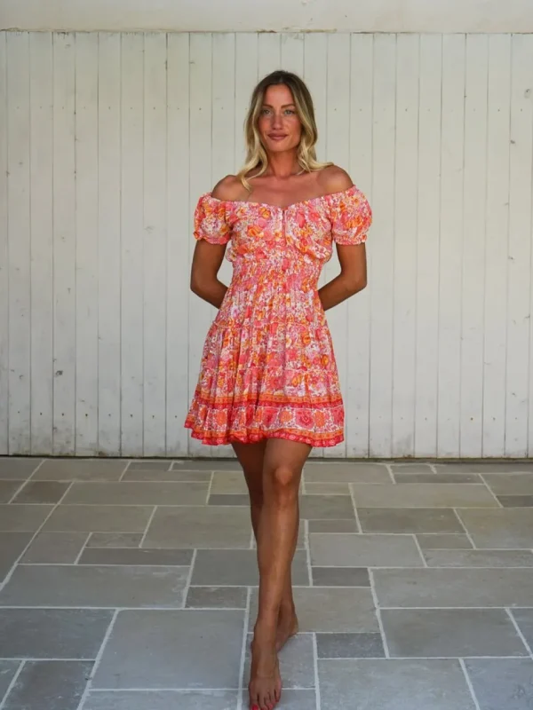 Vestito corto scollo bardot rayon Nerea