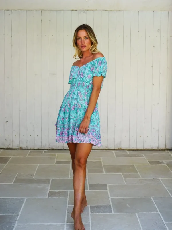 Vestito corto scollo bardot rayon Nerea