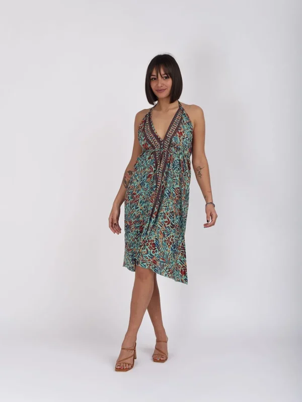 Vestito corto seta open back Nina