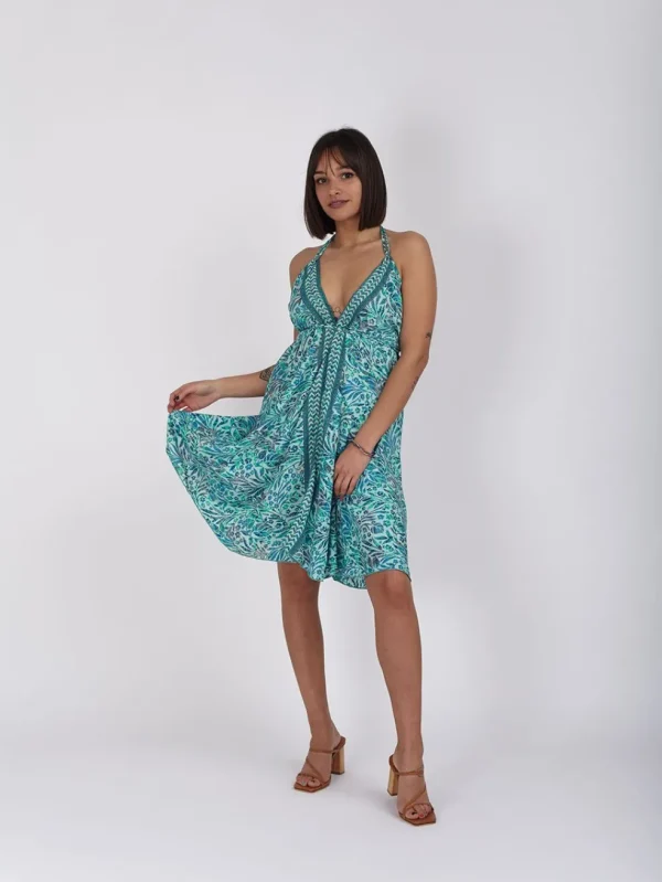 Vestito corto seta open back Nina